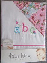 lakentje bed ABC wit met rose 120x150