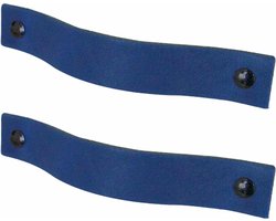 2x Leren handgrepen 'platte greep' XS - BLAUW (12,6 x 2,5 cm) - incl. 3 kleuren schroefjes (handgreepjes - leren grepen - greepjes - leren lusjes)