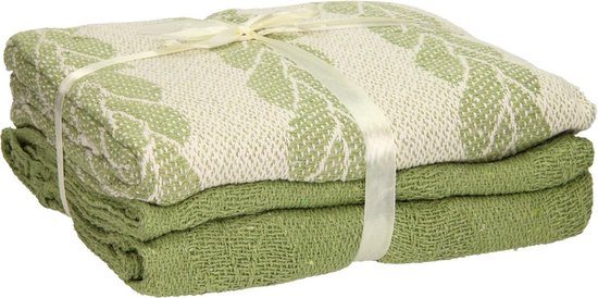 Tweedelige set plaids - Groen - Katoen - 125 x 150 cm