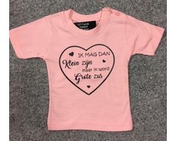 Aankondiging bekendmaking zwangerschap T-Shirt ik word grote zus maat 92 roze hartje