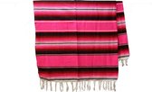 Mexicaanse deken - plaid - serape - Acryl - 215 x 155 - Roze - BBBZZ1pink1