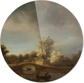 Landschap met stenen brug | Rembrandt van Rijn | Rond Plexiglas | Wanddecoratie | 90CM x 90CM | Schilderij | Oude meesters | Foto op plexiglas