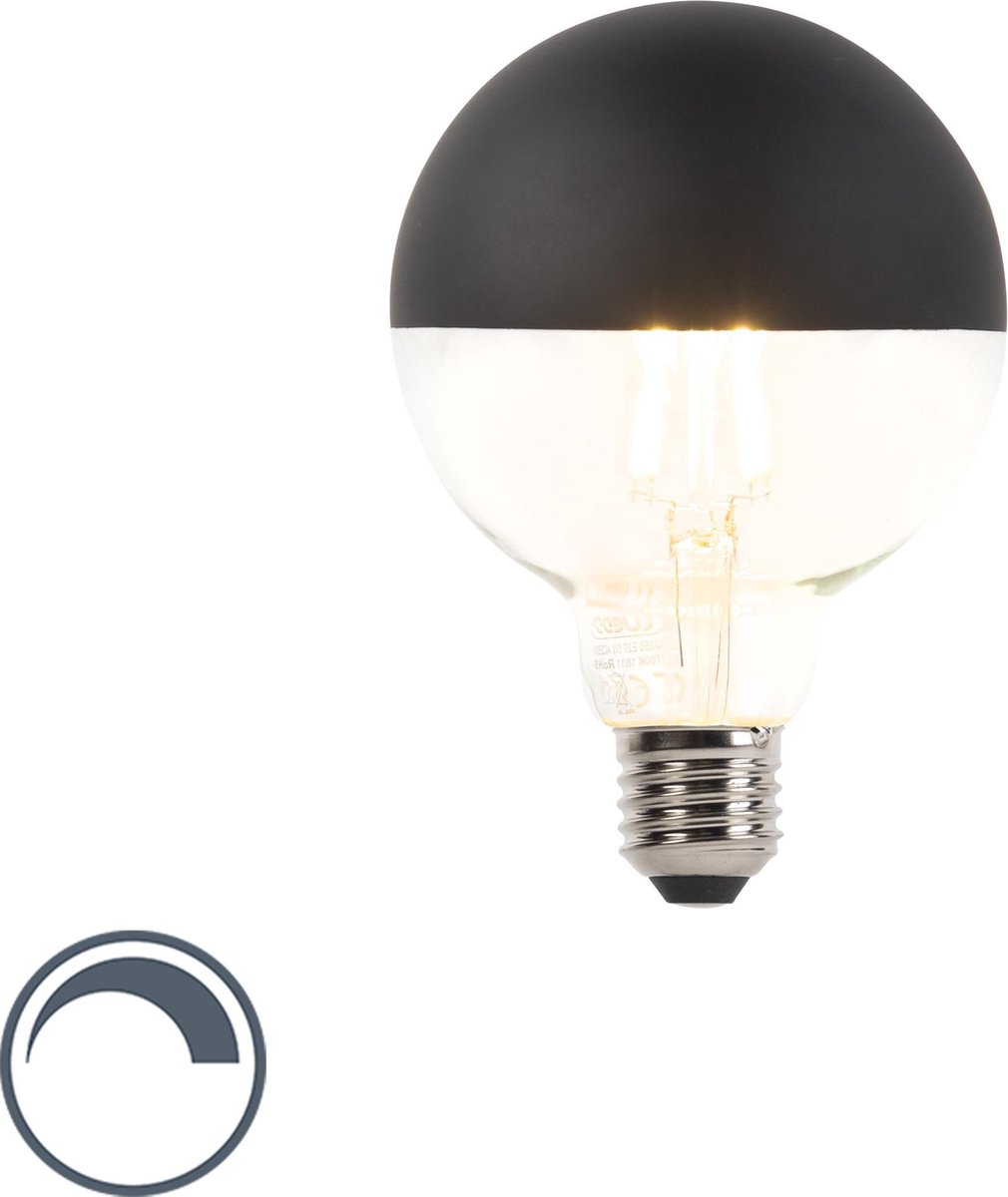 Draad bericht wijsvinger LUEDD E27 dimbare LED filamentlamp kopspiegel G95 zwart 550lm 2700K |  bol.com