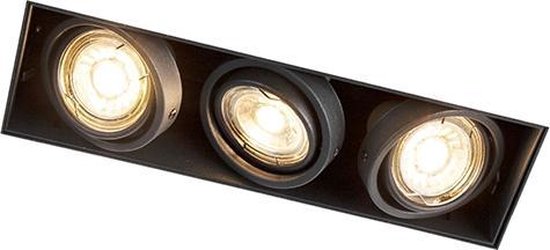 QAZQA oneon trimless 50 - Design Inbouwspot - 3 lichts - L 269 mm - Zwart - Industrieel - Woonkamer | Slaapkamer | Keuken