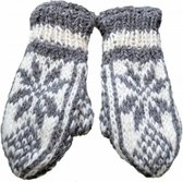 Wollen handschoenen wanten grey, dames, maat: one size, grijs-off-white wol fleece maat S (dames) klein