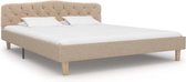 Bedframe Beige Stof (Incl LW Led klok) 160x200 cm - Bed frame met lattenbodem - Tweepersoonsbed