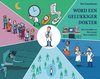 Illustratie met dokter, patiënten en stress gerelateerde symbolen. Titel 'Word een gelukkiger dokter'.