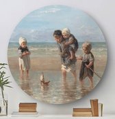 HIP ORGNL Schilderij Kinderen aan zee - ⌀100cm - Wandcirkel