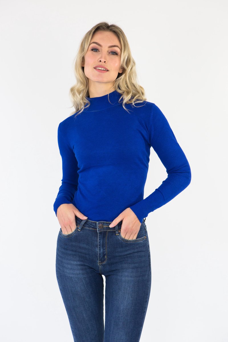 Moskito Turtleneck Kobalt Blue - Vrouwen Col Trui Kobalt Blauw - Dames Trui  - Maat L/XL | bol