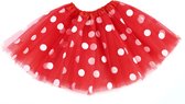 Rode tutu polkadots rok gestippeld - maat M-L - Minnie Mouse witte stippen tule rokje petticoat rock 'n' roll