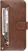 Portemonnee bruin wallet book-case rits hoesje Samsung Galaxy A71