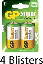 8 Stuks (4 Blisters a 2 st) GP Super Alkaline D Cell Batterijen