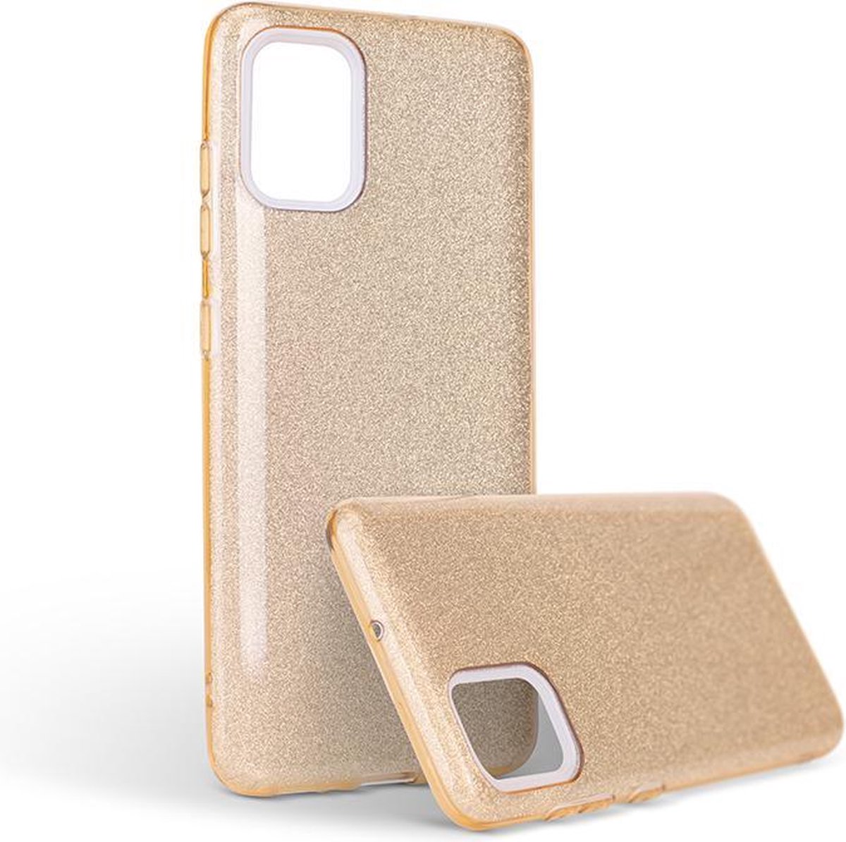 HB Hoesje Geschikt voor Samsung Galaxy A51 - Siliconen Glitter Back Cover - Goud