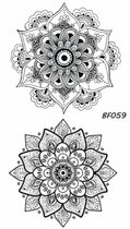 Hiden | Mandala Art Nep Tattoos - Plak tattoos - Body Art - Spirituele Geometrie - 10 x 6 CM | Zwart