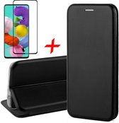 Samsung A51 Hoesje en Samsung A51 Screenprotector - Samsung Galaxy A51 Hoesje Book Case Wallet + Screenprotector Full - Zwart