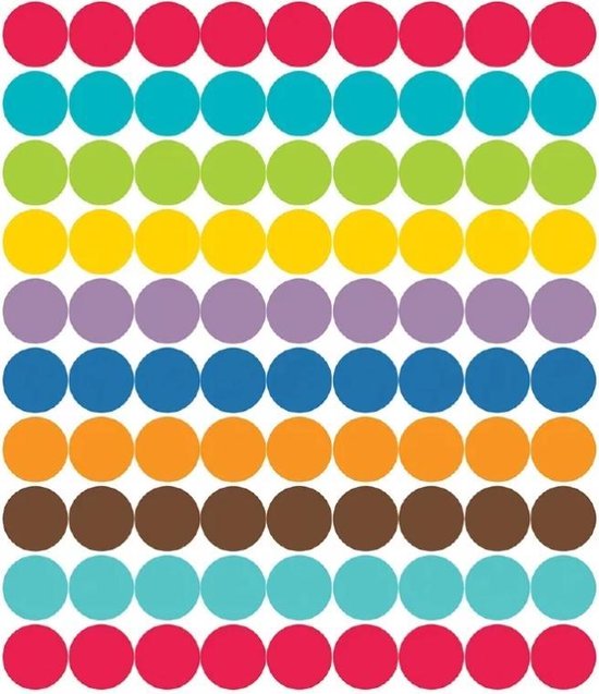 Stippen Stickers | Label Stickers | 5 Vellen | 450 Gekleurde Stippen  Stickers | 11mm |... | bol.com