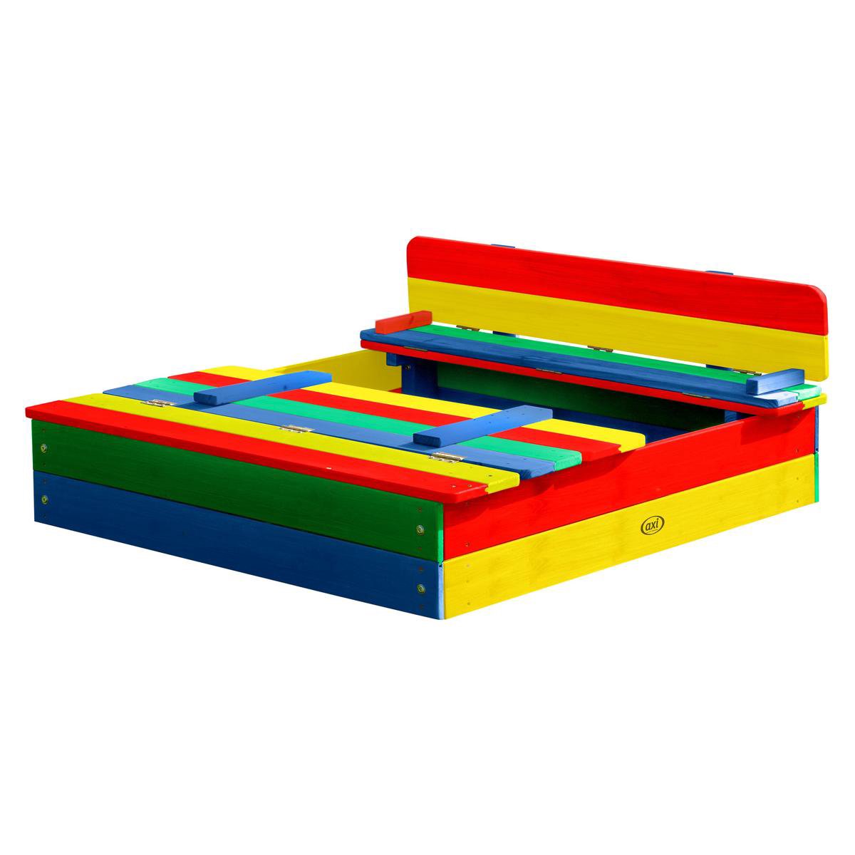 AXI Ella Houten Zandbak in Regenboog kleuren - Met Zitbankjes en Deksel - FSC hout - 100x95x20cm - Zandbak voor kinderen — afbeelding 9