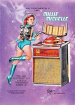 Ami Continental II Jukebox Pin-Up Millie Michelle Zwaar Metalen Bord 92 x 61 cm