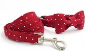 Halsband hondenstrik Red Dot met riem