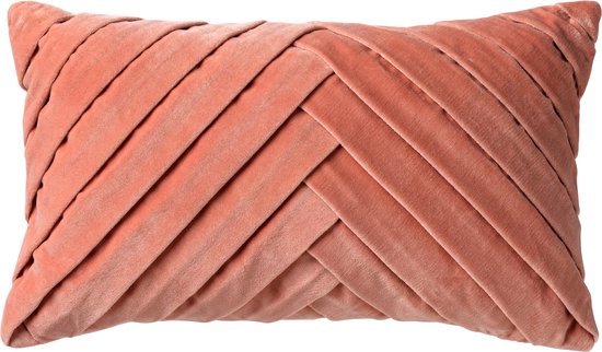 Dutch Decor FEMM – Kussenhoes 30x50 cm - velvet - effen kleur - Muted Clay - roze - met rits