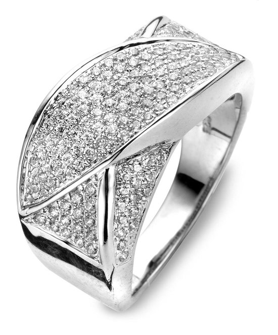 Velini jewels -R6802W-60 -Ring -925 Zilver gerodineerd -Cubic Zirkonia