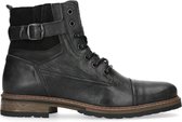 Sacha - Heren - Zwarte leren veterboots - Maat 44