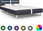 Bedframe Zwart 120x200 cm Kunstleer met LED (Incl LW Led klok) - Bed frame met lattenbodem - Tweepersoonsbed Eenpersoonsbed