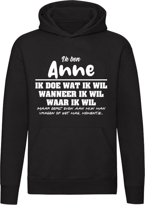 Anna | verjaardagkado | verjaardag kado | cadeau | grappig | jarig | Unisex | Trui | Sweater | Hoodie | Capuchon | Zwart