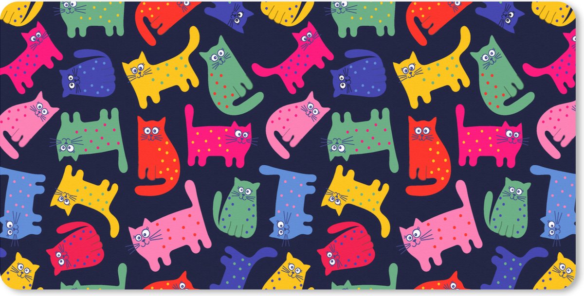 Muismat XXL 80x40 cm - Bureau onderlegger - Bureau mat Patronen - Kat - Regenboog - Roze - Meisjes - Kinderen - Kindje - Bureaumat - Gaming mousepad xl - Bureaulegger groot - Computer deskmat