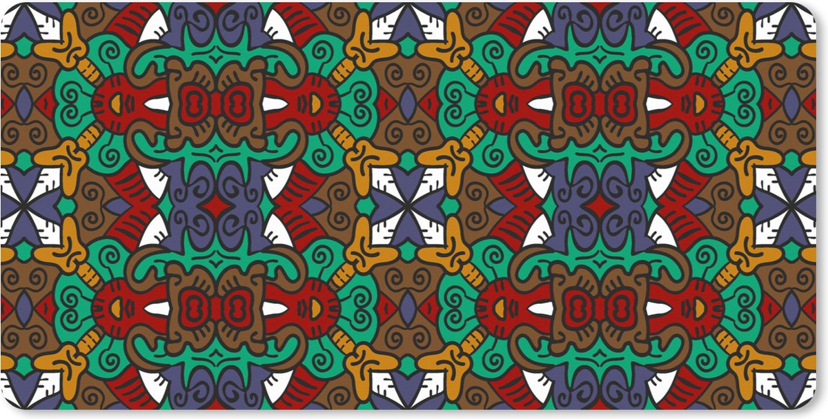 Muismat XXL 120x60 cm - Bureau onderlegger - Bureau mat Afrika - Patronen - Abstract - Groen - Bureaumat - Gaming mousepad xl - Bureaulegger groot - Computer deskmat