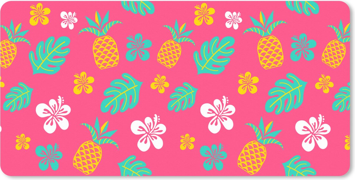 Muismat XXL 120x60 cm - Bureau onderlegger - Bureau mat Zomer - Patronen - Ananas - Bureaumat - Gaming mousepad xl - Bureaulegger groot - Computer deskmat
