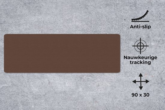 Gaming muismat - Mousepad - Effen - Bruin - Muismat xxl - Muismat groot - 90x30 cm - Bureau onderlegger