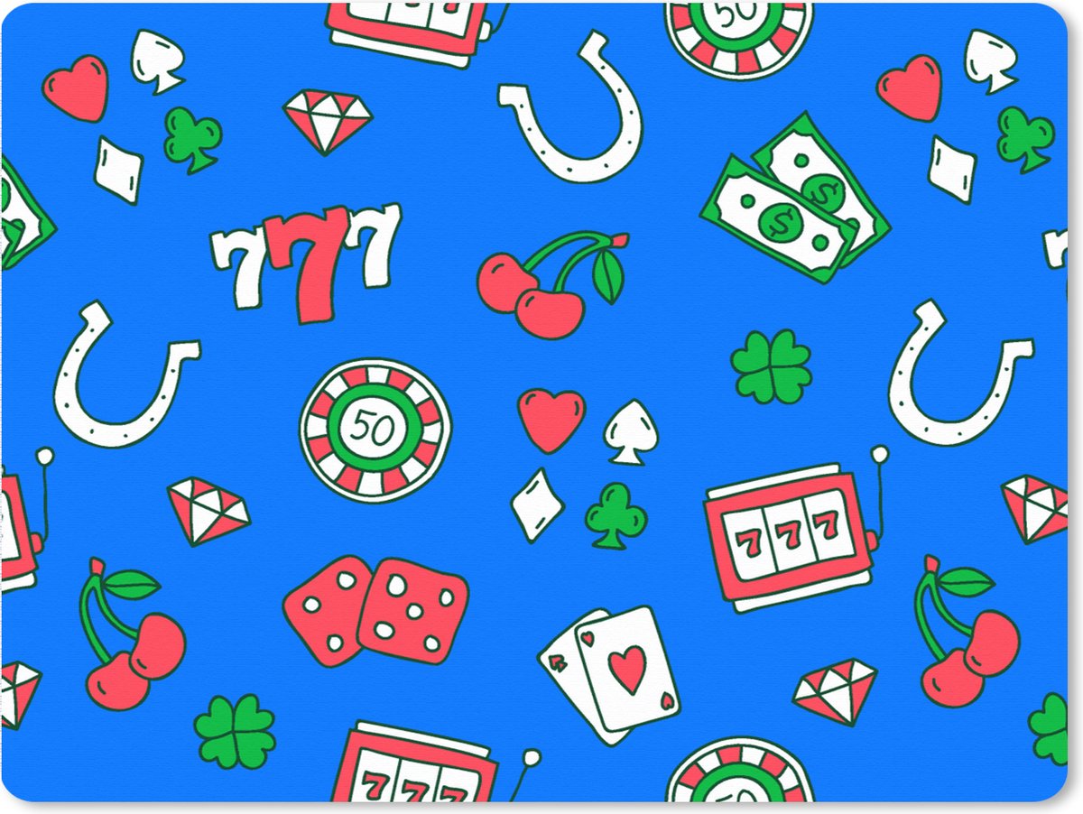 Muismat XXL 80x60 cm - Bureau onderlegger - Bureau mat Patronen - Casino - Gokkast - Poker - Bureaumat - Gaming mousepad xl - Bureaulegger groot - Computer deskmat