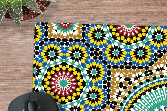 Muismat XXL - Bureau onderlegger - Bureau mat - Mozaïek - Patronen - Mandala - 80x60 cm - XXL muismat