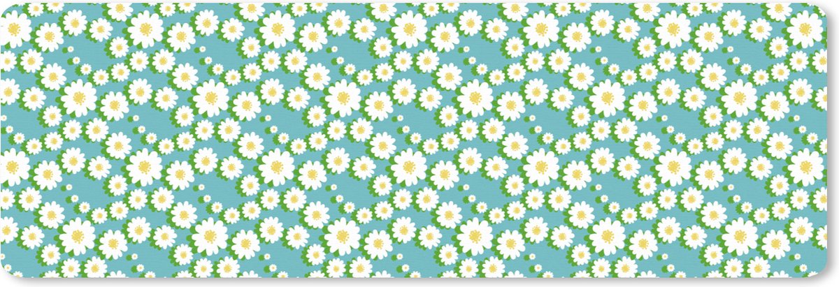 Muismat XXL 90x30 cm - Bureau onderlegger - Bureau mat Bloemen - Patroon - Madelief - Bureaumat - Gaming mousepad xl - Bureaulegger groot - Computer deskmat