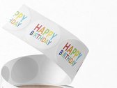 Sluitsticker Sticker Happy Birthday To You! Wit – Vrolijke kleuren - Sluitzegel | Envelop - Traktatiezakje - | Envelop sticker | Cadeau - Gift - Cadeauzakje - Traktatie - Kado - Kadozakje | Chique inpakken | Verjaardag - Feest - Birthday | Jongen - M