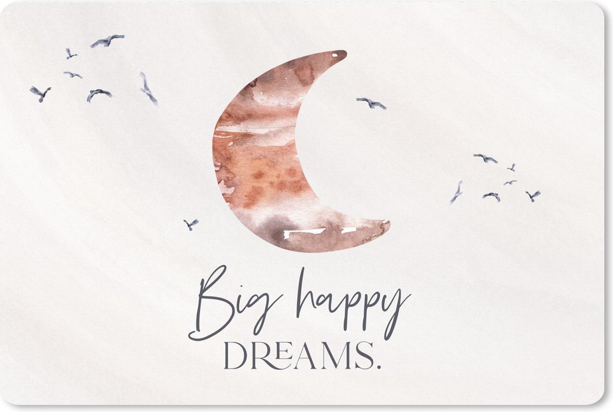 Muismat XXL 90x60 cm - Bureau onderlegger - Bureau mat Kinderen - Spreuken - Big happy dreams - Jongens - Meisjes - Waterverf - Bureaumat - Gaming mousepad xl - Bureaulegger groot - Computer deskmat