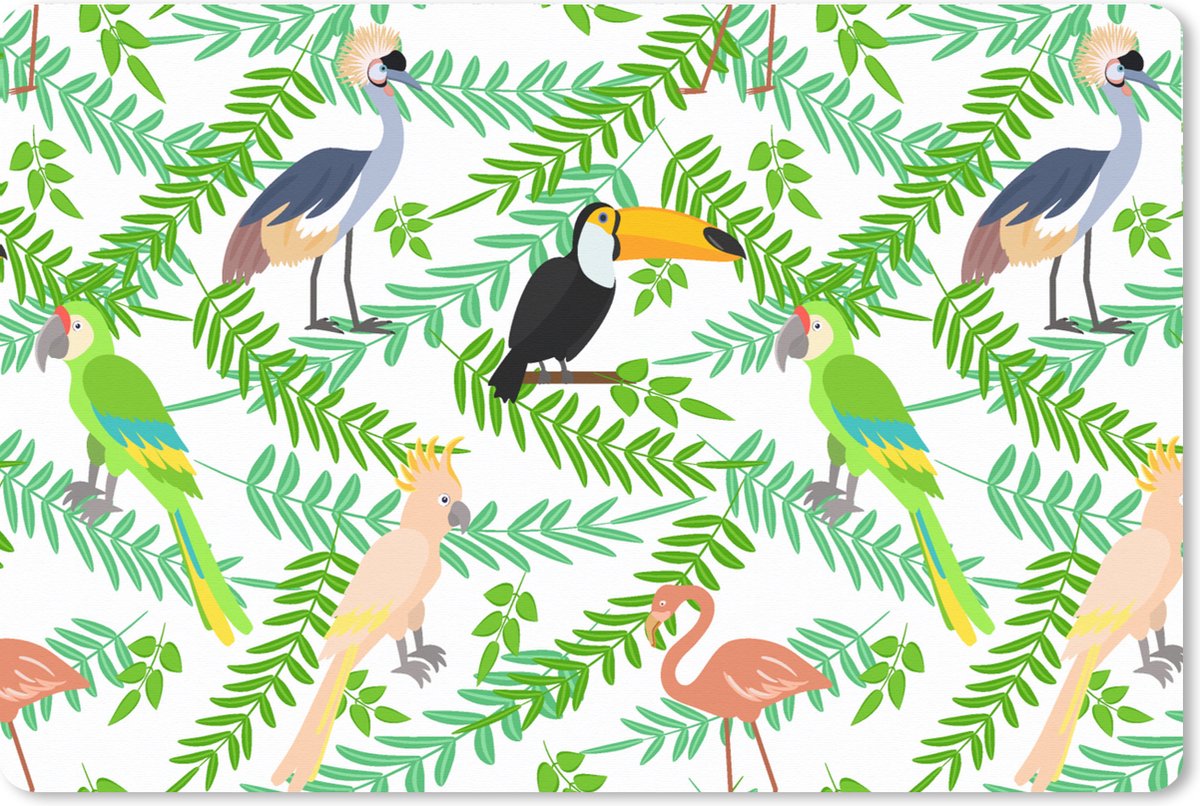 Muismat XXL 120x80 cm - Bureau onderlegger - Bureau mat Jungle - Vogel - Patronen - Bureaumat - Gaming mousepad xl - Bureaulegger groot - Computer deskmat