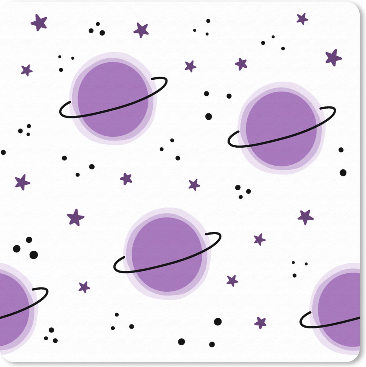 Muismat XXL 40x40 cm - Bureau onderlegger - Bureau mat Space - Planeten - Sterren - Ruimtevaart - Patroon - Bureaumat - Gaming mousepad xl - Bureaulegger groot - Computer deskmat