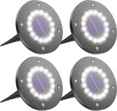 Shutterlight® Solar Grondspot - Tuinverlichting - Zonlichtsensor - Zonne-energie - Matte Zwart - 16 LED - Wit Licht - 4 Stuks - Buiten
