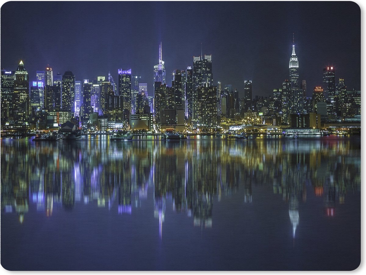 Muismat XXL 80x60 cm - Bureau onderlegger - Bureau mat New York - Skyline - Amerika - Bureaumat - Gaming mousepad xl - Bureaulegger groot - Computer deskmat
