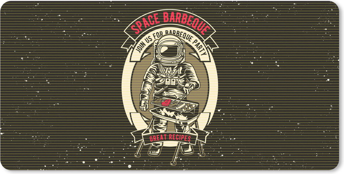 Muismat XXL 80x40 cm - Bureau onderlegger - Bureau mat Vintage - Astronaut - BBQ - Bureaumat - Gaming mousepad xl - Bureaulegger groot - Computer deskmat