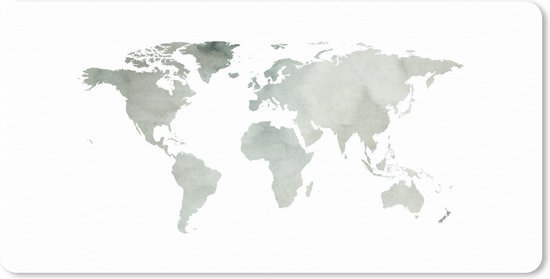 Tapis de souris XXL - Sous-main - Tapis de bureau - Wereldkaart - Aquarelle - Wit - 100x50 cm - Tapis de souris XXL