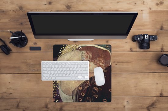 Muismat XXL 40x40 cm - Bureau onderlegger - Bureau mat Danaë - Gustav Klimt - Bureaumat - Gaming mousepad xl - Bureaulegger groot - Computer deskmat