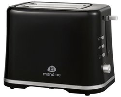 Mandine - MT870S-19 - Broodrooster - Grille-pain - Toatster - 6 bruiningsniveaus/Warmteniveaus - Reheat en Ontdooi-functie - kruimellade - Kruimelbak - Toasters - 870 Watt - Zwart