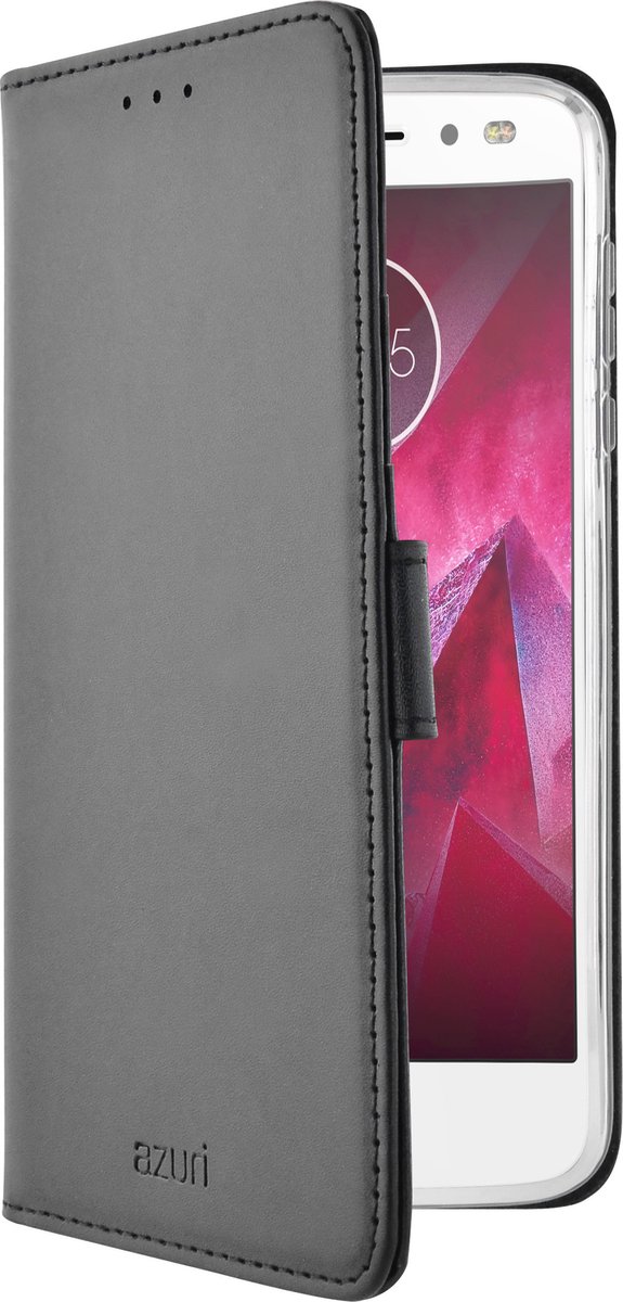 Azuri book cover met magnetische sluiting en kaarthouder - Voor Motorola Moto Z2 Force - Zwart
