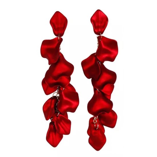 Lange oorbellen -Cyril -rood- Charme Bijoux