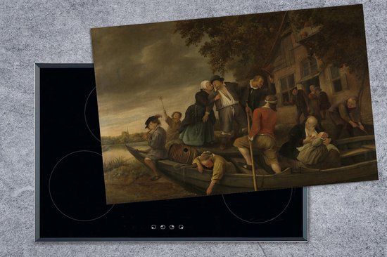 KitchenYeah® Inductie beschermer 80x52 cm - Het vrolijk huiswaartskeren - Jan Steen - Kookplaataccessoires - Afdekplaat voor kookplaat - Inductiebeschermer - Inductiemat - Inductieplaat mat