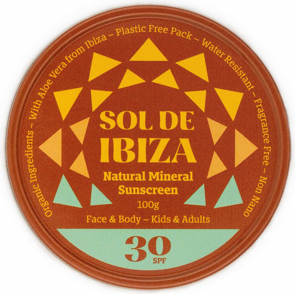 Sol de Ibiza- plasticvrije zonnebrandcrème - blikje 100 gram SPF 30 - vegan