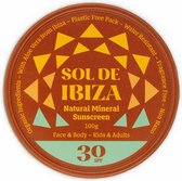 Sol de Ibiza- crème solaire sans plastique - boîte de 100 grammes SPF 30 - végétalien
